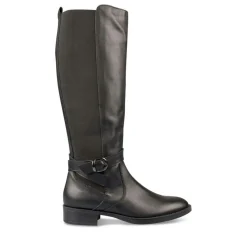 Bottes NOIR Femme CUIR Motif Uni Fermeture éclair