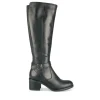 Bottes NOIR Femme CUIR Motif Uni Fermeture éclair