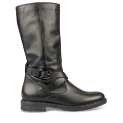 Bottes NOIR Femme CUIR Motif Uni Fermeture éclair