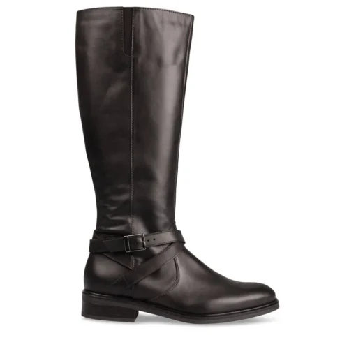 Bottes NOIR Femme CUIR Motif Uni Fermeture éclair