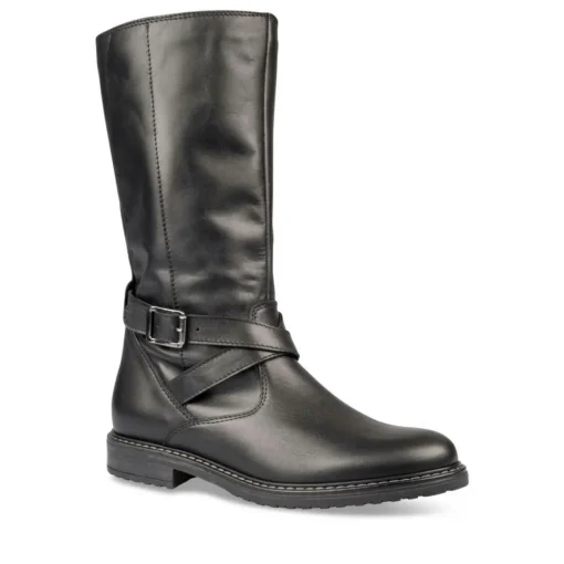 Bottes NOIR Femme CUIR Motif Uni Fermeture éclair