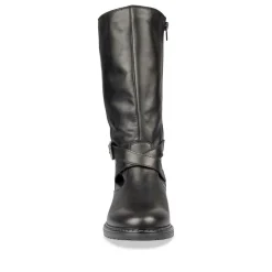 Bottes NOIR Femme CUIR Motif Uni Fermeture éclair
