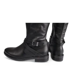 Bottes NOIR Femme CUIR Motif Uni Fermeture éclair