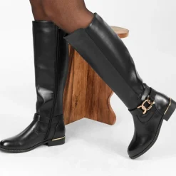 Bottes NOIR Femme Motif Chaîne Fermeture éclair