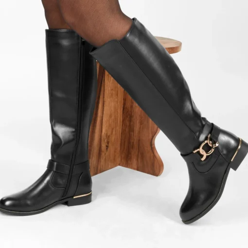 Bottes NOIR Femme Motif Chaîne Fermeture éclair