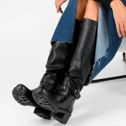 Bottes NOIR Femme Motif Uni Fermeture éclair