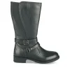 Bottes NOIR Fille CUIR Motif Uni Fermeture éclair