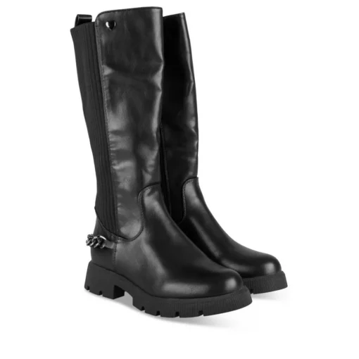 Bottes NOIR Fille Motif Chaîne Fermeture éclair