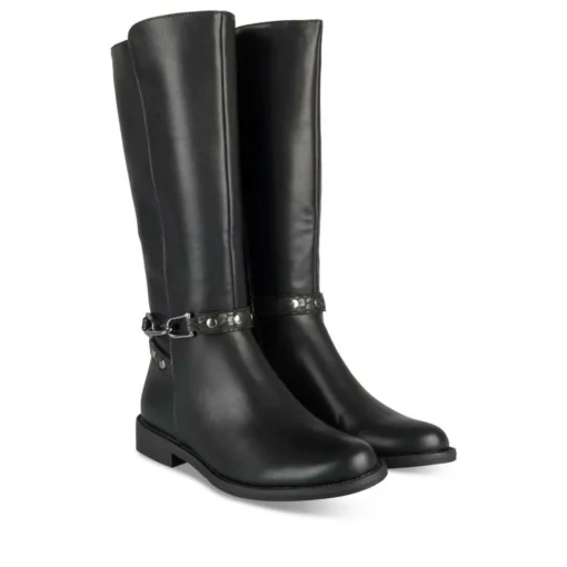 Bottes NOIR Fille Motif Chaîne Fermeture éclair
