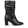 Bottes Plissé NOIR Femme Motif Uni Fermeture éclair
