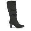 Bottes Plissé NOIR Femme Motif Uni Fermeture éclair
