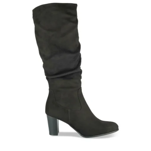 Bottes Plissé NOIR Femme Motif Uni Fermeture éclair