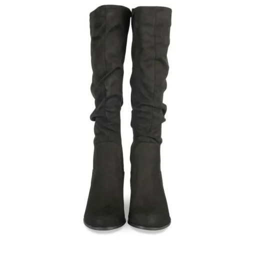 Bottes Plissé NOIR Femme Motif Uni Fermeture éclair