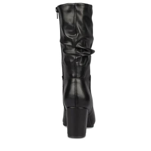 Bottes Plissé NOIR Femme Motif Uni Fermeture éclair