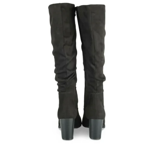Bottes Plissé NOIR Femme Motif Uni Fermeture éclair