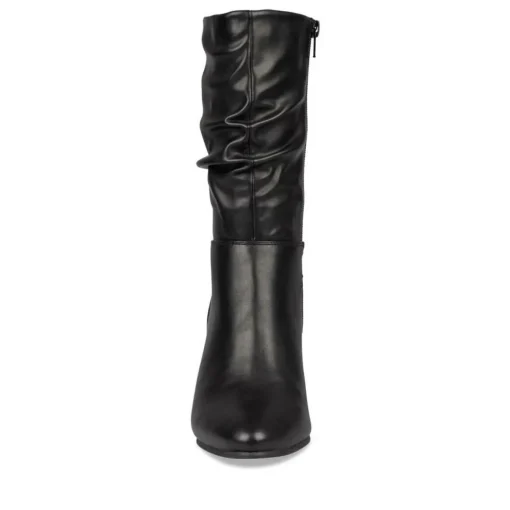 Bottes Plissé NOIR Femme Motif Uni Fermeture éclair