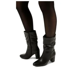 Bottes Plissé NOIR Femme Motif Uni Fermeture éclair