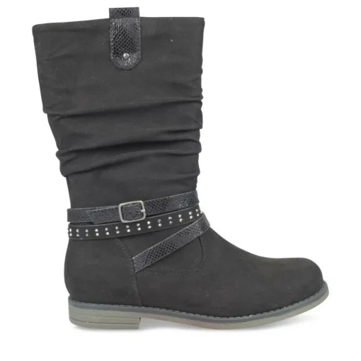 Bottes Plissé NOIR Fille Fermeture éclair
