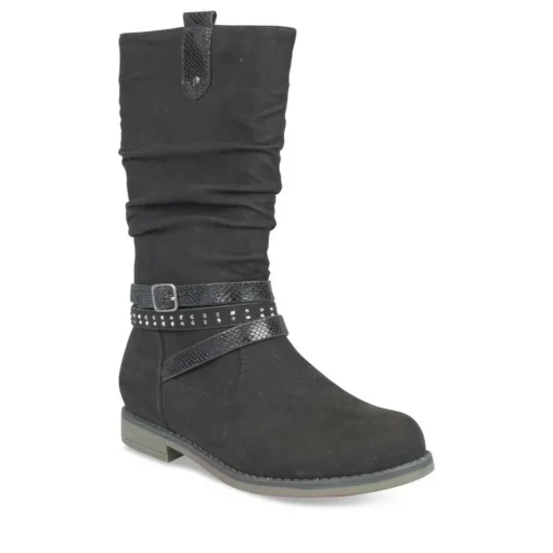 Bottes Plissé NOIR Fille Fermeture éclair