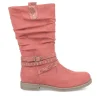 Bottes Plissé ROUGE Fille Fermeture éclair