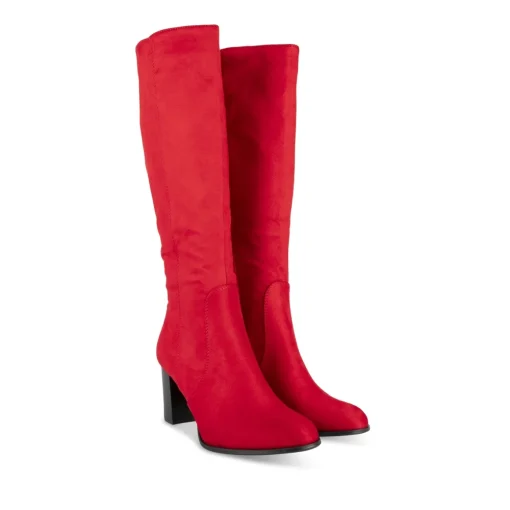 Bottes ROUGE Femme Motif Uni Fermeture éclair