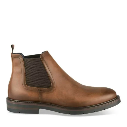 Bottines Chelsea MARRON Homme CUIR Motif Uni Elastique