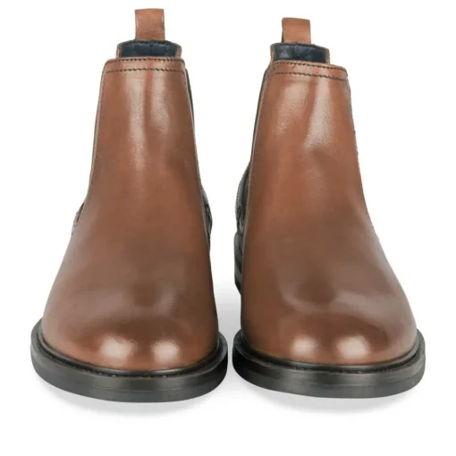 Bottines Chelsea MARRON Homme CUIR Motif Uni A Enfiler