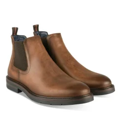Bottines Chelsea MARRON Homme CUIR Motif Uni Elastique