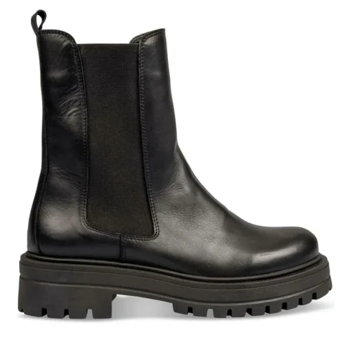Bottines Chelsea NOIR Femme CUIR Motif Uni Fermeture éclair
