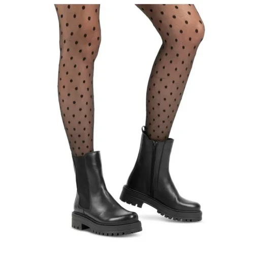 Bottines Chelsea NOIR Femme CUIR Motif Uni Fermeture éclair