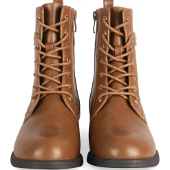 Bottines COGNAC Femme Motif Uni Lacets