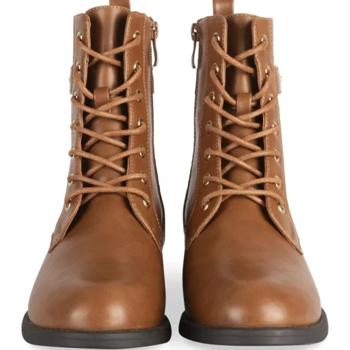 Bottines COGNAC Femme Motif Uni Lacets