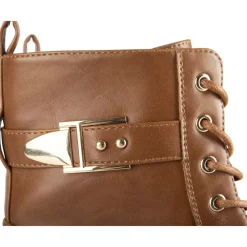 Bottines COGNAC Femme Motif Uni Lacets