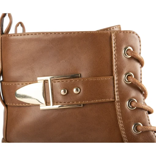 Bottines COGNAC Femme Motif Uni Lacets