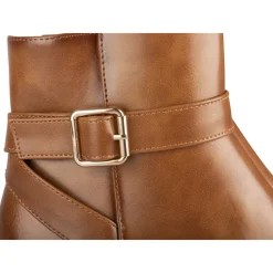 Bottines COGNAC Femme Motif Uni Fermeture éclair