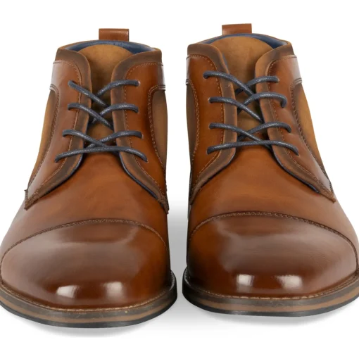 Bottines COGNAC Homme Motif Uni Lacets