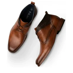 Bottines COGNAC Homme Motif Uni Lacets