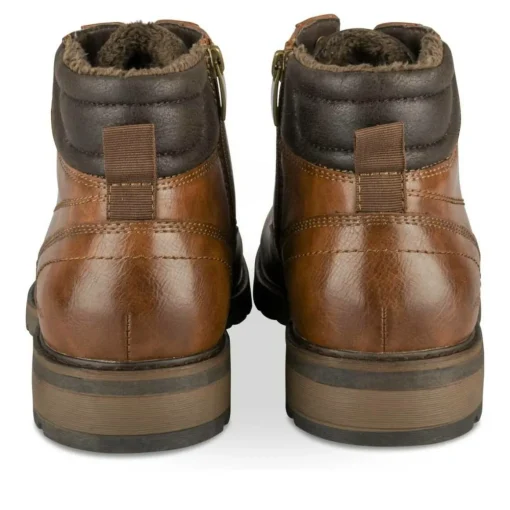 Bottines Fourré COGNAC Homme Motif Uni Lacets