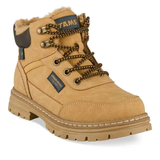Bottines Fourré MARRON Garçon Motif Uni Lacets