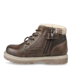 Bottines Fourré MARRON Garçon Motif Uni Lacets