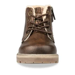 Bottines Fourré MARRON Garçon Motif Uni Lacets