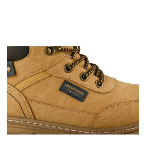 Bottines Fourré MARRON Garçon Motif Uni Lacets