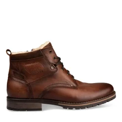 Bottines Fourré MARRON Homme CUIR Motif Uni Lacets