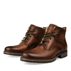 Bottines Fourré MARRON Homme CUIR Motif Uni Lacets