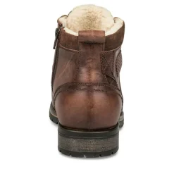 Bottines Fourré MARRON Homme CUIR Motif Uni Lacets
