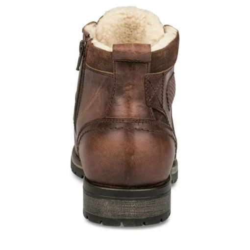 Bottines Fourré MARRON Homme CUIR Motif Uni Lacets