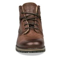 Bottines Fourré MARRON Homme CUIR Motif Uni Lacets