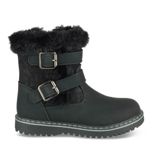 Bottines Fourré NOIR Fille Motif Fausse Fourrure Fermeture éclair