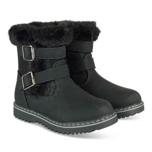 Bottines Fourré NOIR Fille Motif Fausse Fourrure Fermeture éclair