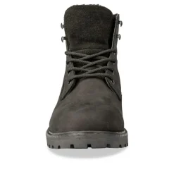 Bottines Fourré NOIR Homme CUIR Motif Uni Lacets